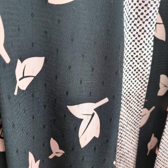 Vintage Patti Cappalli California Kimono Cover Up Jacket Leaves Plaid Black Pink - Picture 6 of 7